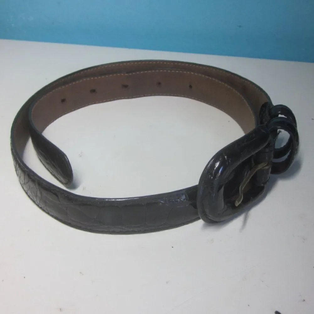 Reptiles House Black Crocodile Belt  Womens Size XS 1
